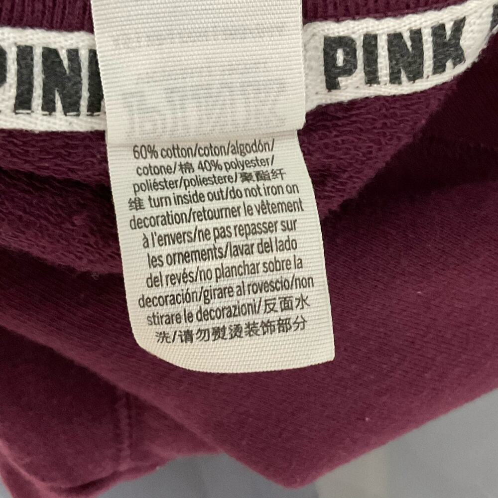 PINK Victoria's Secret Cozy Burgundy Maroon Oversize Drop Sleeve Sweatshirt XS - Picture 4 of 6